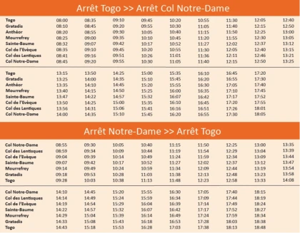 Horaires de la navette du massif de l'Estérel
