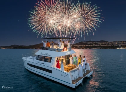 Croisière privée en catamaran pour feu d’artifice à Saint-Raphaël - Expérience Côte d'Azur