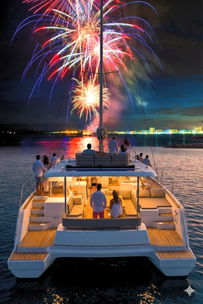 Soirée Feu d'Artifice - Départ Fréjus - Catamaran - Expérience Côte d'Azur